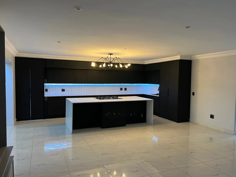Modern kitchen in a completed home